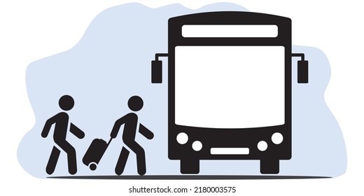 Tourist icon. Travel. Travelling by bus. Tourism. Vector icon.