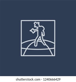 Tourist icon. Trendy flat vector line Tourist icon on dark blue background from Architecture and Travel collection. 