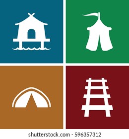 tourist icons set. Set of 4 tourist filled icons such as railway
