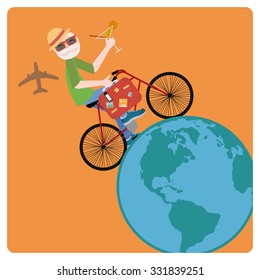 Tourist illustration over color background