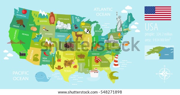 Tourist Infographics About America National Symbols Stock Vector ...