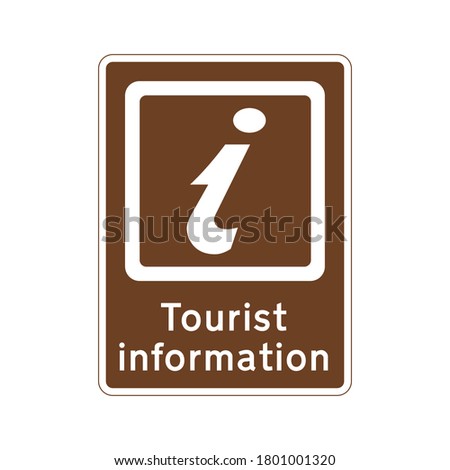 Tourist information point road sign. Vector illustration of brown board.  Visitor center information traffic sign.