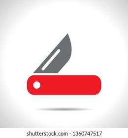 Tourist knife illustration. Traveling simple flat vector icon.