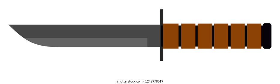 Tourist knife. Knife on the white background. equipment. Design element for poster, card. Vector illustration. Flat cartoon vector illustration.