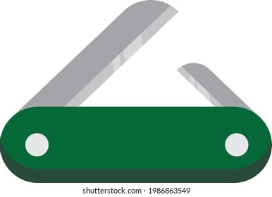 Tourist knife. Travel item. Flat design.