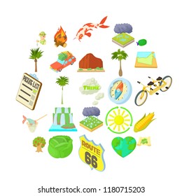 Tourist life icons set. Cartoon set of 25 tourist life vector icons for web isolated on white background