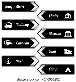 Tourist locations icon set