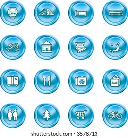 Tourist locations icon set.  Icon set relating to city or location information for tourist web sites or maps etc.
