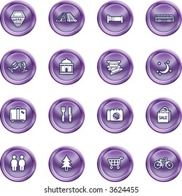 Tourist locations icon set.  Icon set relating to city or location information for tourist web sites or maps etc.