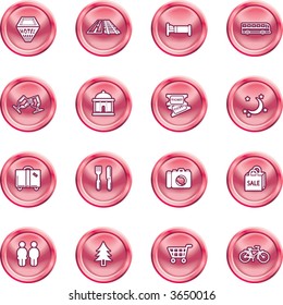 Tourist locations icon set Icon set relating to city or location information for tourist web sites or maps etc.