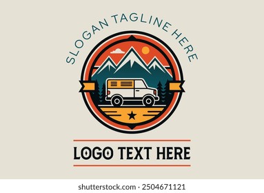 Tourist logo design, tourism vehicle car travel logo design, editable vector illustration template file download for high quality printing