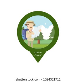 Tourist Lost In Forest Pin Map