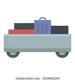 Tourist luggage trolley icon cartoon vector. Travel bag. Cart carry