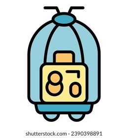 Tourist luggage trolley icon outline vector. Travel suitcase. Carry holiday color flat