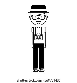 tourist man avatar character vector illustration design