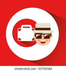 tourist man with camera and briefcase vector illustration eps 10