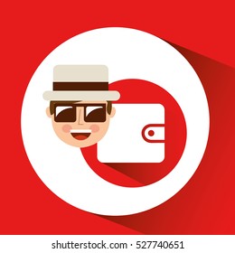 tourist man with camera and wallet my vector illustration eps 10
