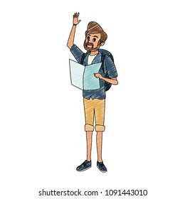 Tourist man cartoon scribble