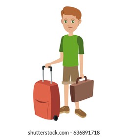 tourist man journey with baggage