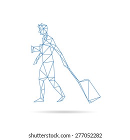 Tourist man silhouette abstract, vector illustration