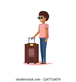tourist man with suitcase avatar character