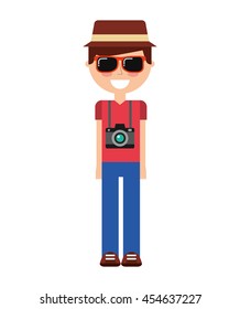 tourist man traveler icon graphic isolated vector