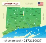 Tourist map of Connecticut (USA). Vector illustration