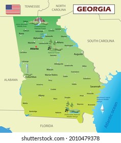 Tourist map of Georgia (USA). Vector art illustration