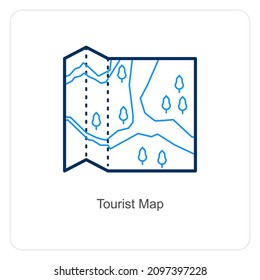 Tourist Map Or Map Icon Concept