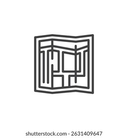 Tourist map line icon. linear style sign for mobile concept and web design. Folding travel map outline vector icon. Symbol, logo illustration. Vector graphics
