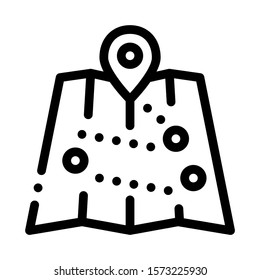 Tourist Map with Locations Icon Vector. Outline Tourist Map with Locations Sign. Isolated Contour Symbol Illustration