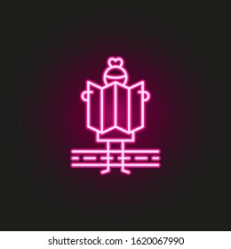 Tourist, map neon style icon. Simple thin line, outline vector of travel icons for ui and ux, website or mobile application