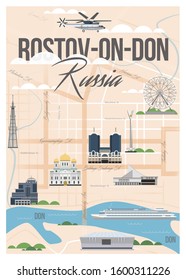 Tourist map of Rostov-on-Don with attractions