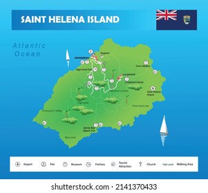 Tourist map of Saint Helena island. Vector illustration