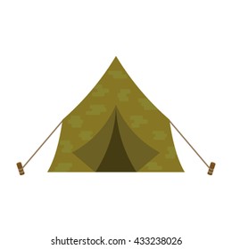 Tourist Or A Military Tent In A Flat Style Icon. Tent Camping Vector Illustration