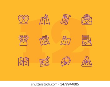 Tourist navigation icon set. Travel concept. Vector illustration can be used for topics like cruise, journey, holiday