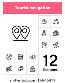 Tourist navigation icon set. Travel concept. Vector illustration can be used for topics like cruise, journey, holiday