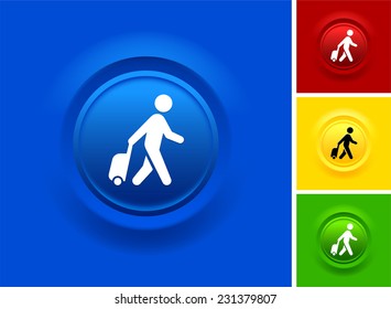Tourist on Blue Bevel Button