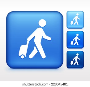 Tourist on Blue Round Button