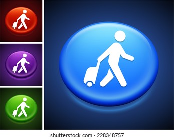 Tourist on Blue Round Button
