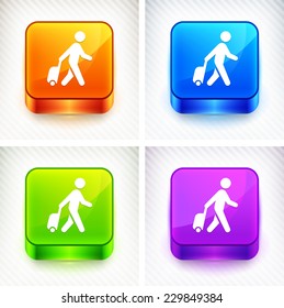 Tourist on Multi Color Square Buttons