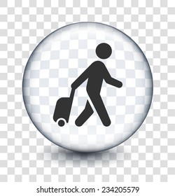 Tourist on Transparent Round Button