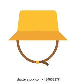 Tourist panama hat vector illustration. Traveler safari cap flat design icon isolated on white background.