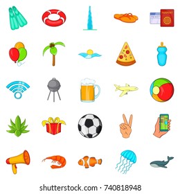 Tourist place icons set. Cartoon set of 25 tourist place vector icons for web isolated on white background