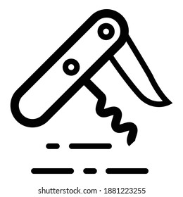 Tourist Pocket Hand Knife Flat Icon Isolated On White Background