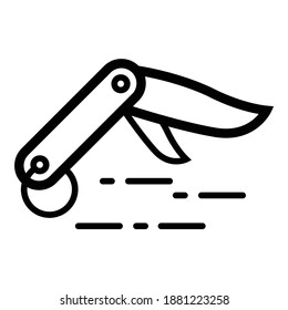 Tourist Pocket Hand Knife Flat Icon Isolated On White Background