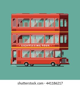 Tourist red bus. Excursion tour. Double decker