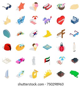 Tourist resort icons set. Isometric style of 36 tourist resort vector icons for web isolated on white background
