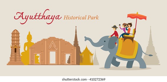 Tourist Ride Elephant, Ayutthaya, Thailand, Historical Park, World Heritage, Travel 