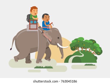 Tourist Riding On Elephant